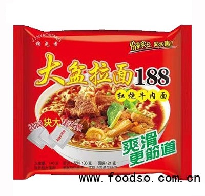 锦尧香大盆拉面188红烧牛肉面140克x30包