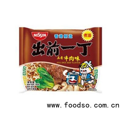 日清食品出前一丁五香牛肉味拉面方便面100g