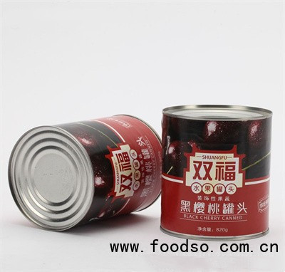 双福食品黑樱桃罐头水果罐头罐装820g