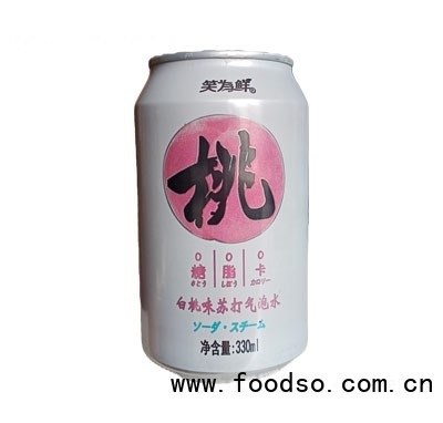 笑为鲜白桃苏打气泡水饮品易拉罐330ml