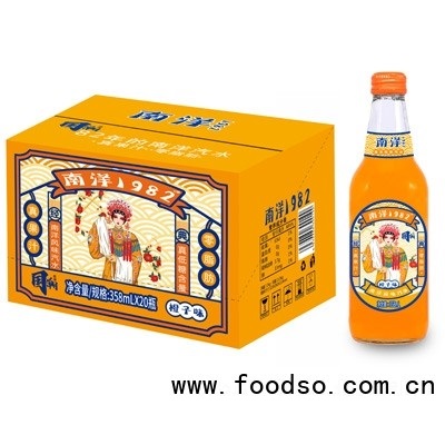 南洋1982风味汽水橙子味358ml×20瓶夏季冷饮碳酸饮料商超货源