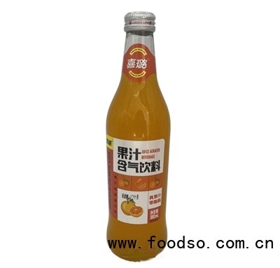 喜璐果汁橙汁碳酸饮料含气饮料380ml