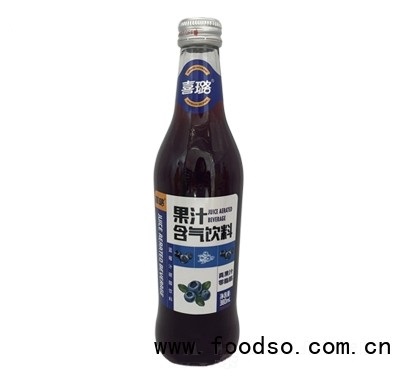 喜璐果汁蓝莓汁碳酸饮料含气饮料380ml