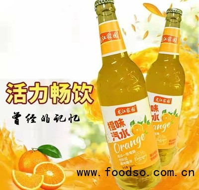 龙江家园橙味汽水餐饮聚会玻璃瓶饮品580ml