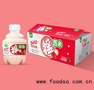 维果命摇西米露休闲饮品果粒乳味饮料草莓味520ml×15