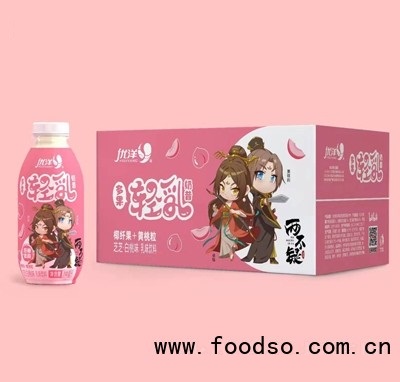 优洋轻乳奶昔椰纤果+黄桃粒芝芝白桃味乳味饮料390ml招商代理