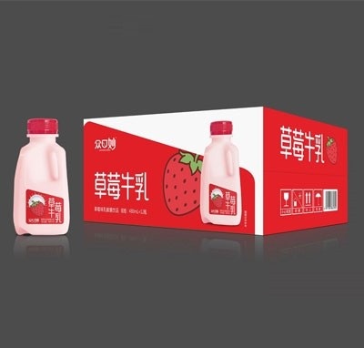 众口妙草莓牛乳草莓味乳酸菌饮品480mlX12