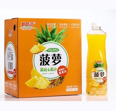 新启动菠萝果粒果汁饮料1.25Lx6瓶