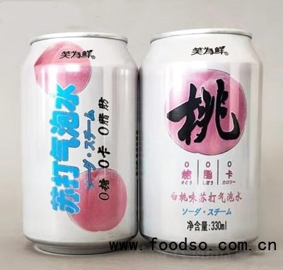 笑为鲜白桃味苏打气泡水330ml