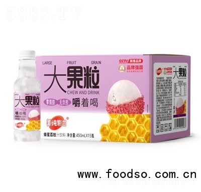 美纯果滋蜂蜜荔枝汁大果粒果汁饮料450mlX15瓶