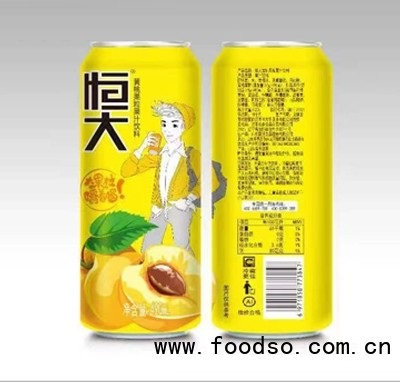 恒大黄桃果粒果汁饮料490ml