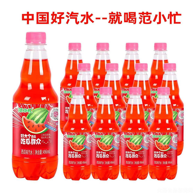 范小忙西瓜味风味汽水碳酸饮料496ml