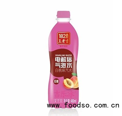 王老吉电解质气泡水白桃味汽水480ml