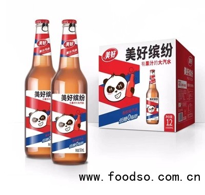 美好碳酸饮料果汁汽水香槟味500ml×12瓶