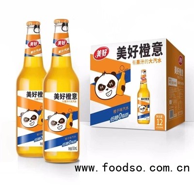 美好碳酸饮料果汁汽水桔子味500ml×12瓶