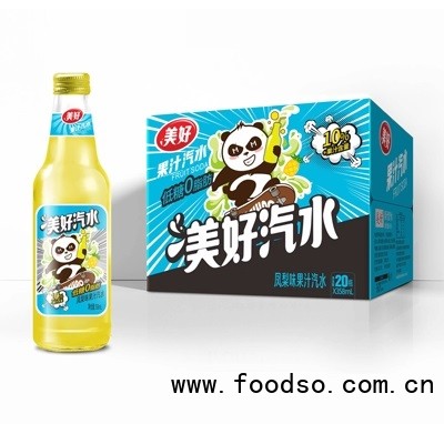 美好果汁汽水碳酸饮料凤梨味358ml×20瓶