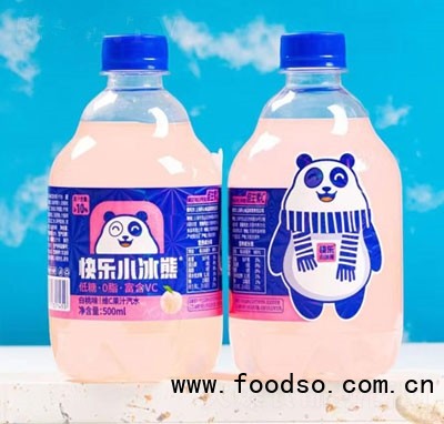 快乐小冰熊白桃味维C果汁汽水500ml